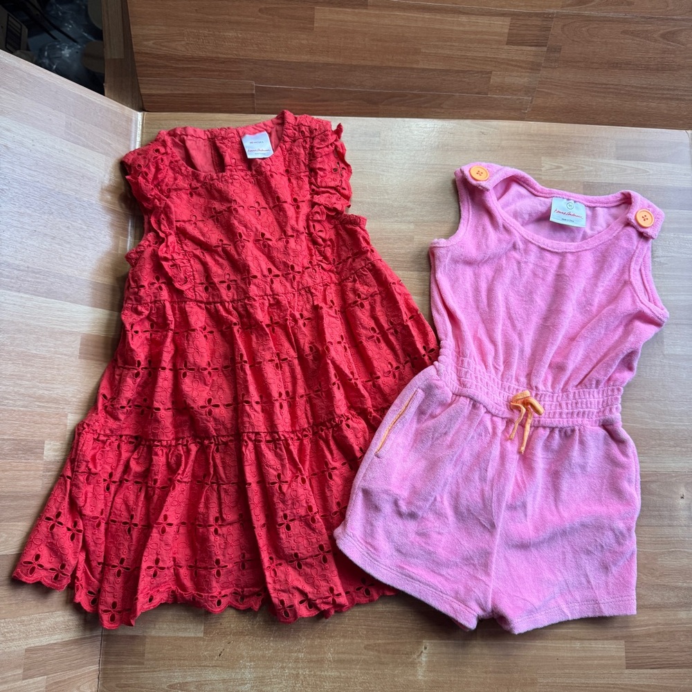 Hanna Andersson bundle size 3 dress and romper pink and red